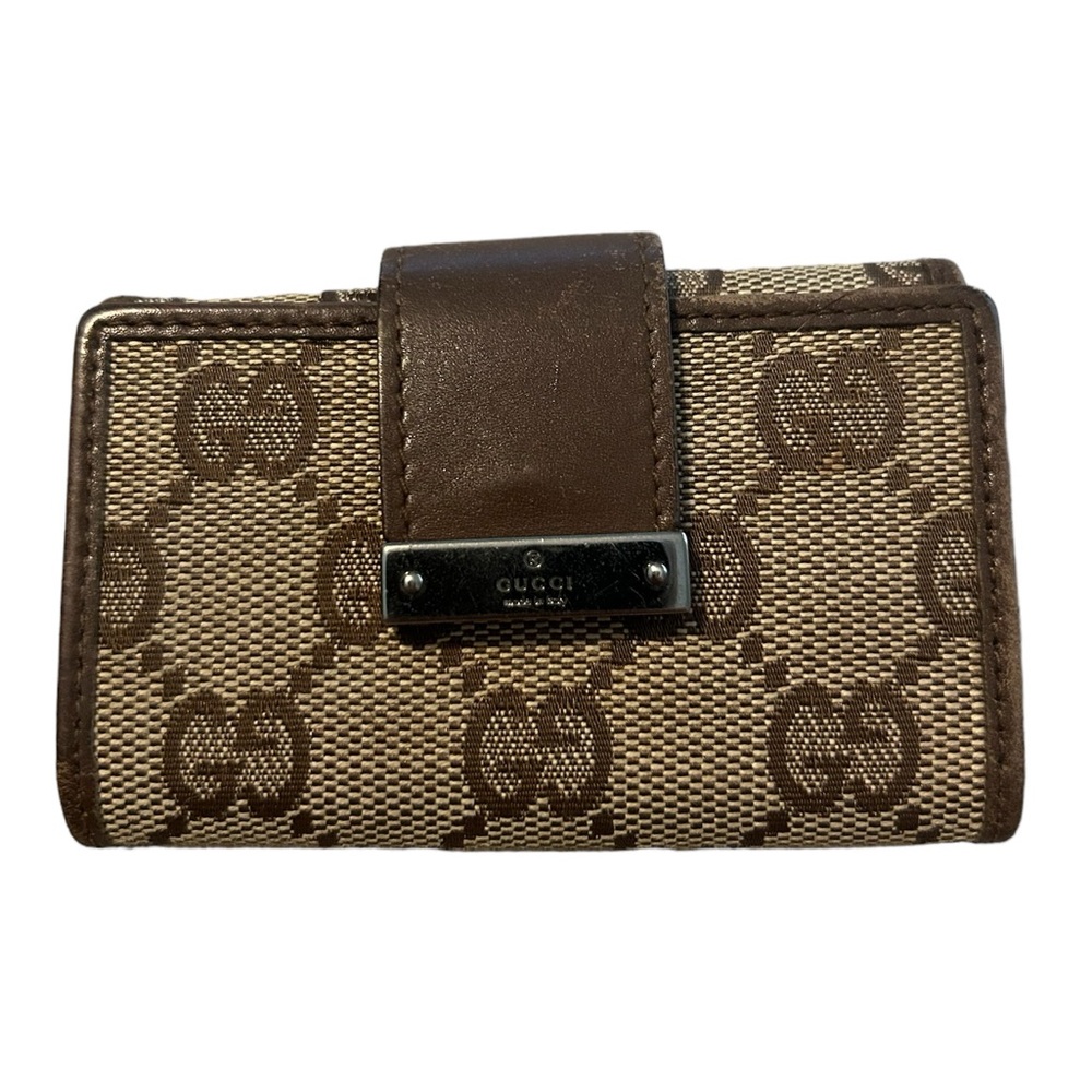GUCCI: Canvas Key/Card Holder in Beige